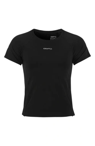 Craft Crewneck Cropped Running T-shirt In Black