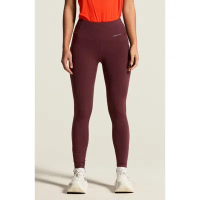 Craft Essence High Waist Pocket Tights In Burgundy