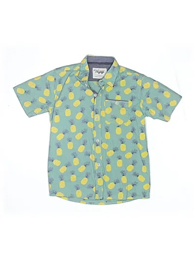 Pre-owned Craft + Flow Kids' Short Sleeve Button Down Shirt In Yellow