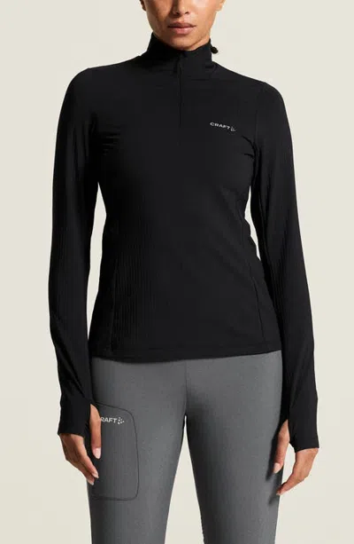 Craft Gain Thermal Half Zip Midlayer Top In Black