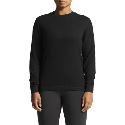 Craft Waffle Knit Long Sleeve T-shirt In Black