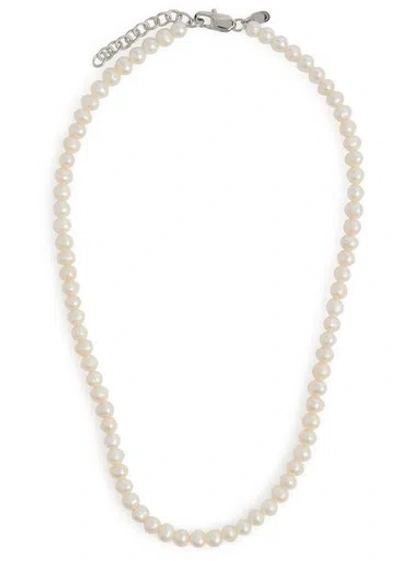 Craftd Beaded Pearl Necklace In Silver