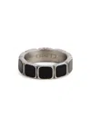 Crafted Onyx-embellished Rhodium-plated Ring In Silver