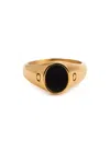 Crafted Onyx Oval 18kt Gold-plated Signet Ring In Gold