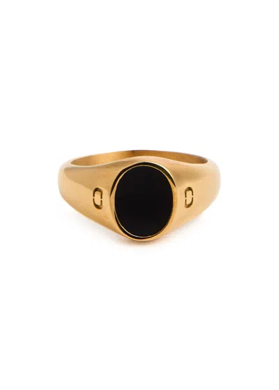 Crafted Onyx Oval 18kt Gold-plated Signet Ring