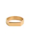 Crafted Rectangle 18kt Gold-plated Signet Ring In Gold