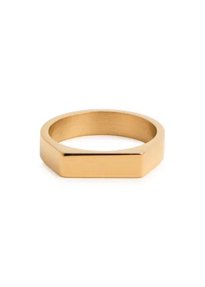 Crafted Rectangle 18kt Gold-plated Signet Ring