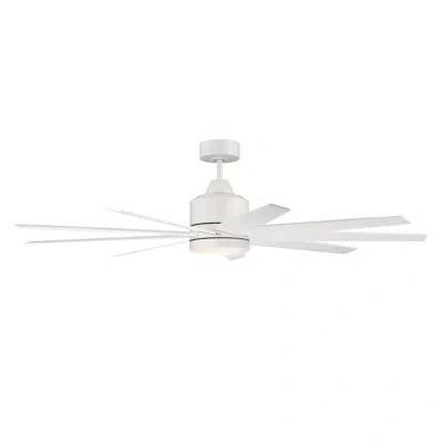 Craftmade 0" Champion 9 - Blade Led Smart Windmill Ceiling Fan With Remote Control And Light Kit Included In Matte White