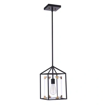 Craftmade 1 - Light Rectangle Pendant In Flat Black,satin Brass