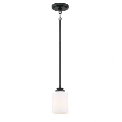 Craftmade 1 - Light Single Cylinder Pendant In White Frosted,flat Black