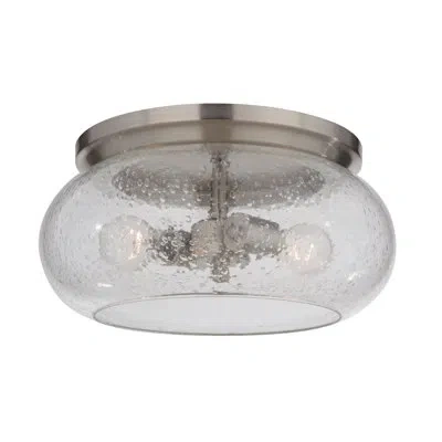 Craftmade 2-light 14.5" Flush Mount In Brushed Polished Nickel,clear Seeded