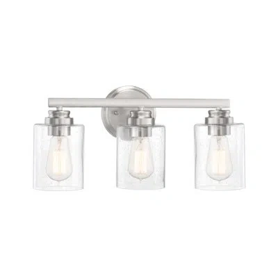 Craftmade 3-light Dimmable Vanity Light In Brushed Polished Nickel,clear Seeded