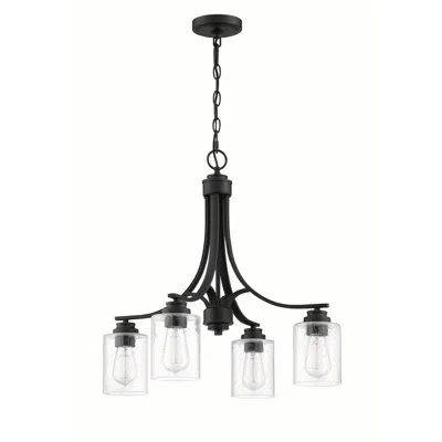 Craftmade 4 - Light Statement Empire Chandelier In Clear Seeded,flat Black