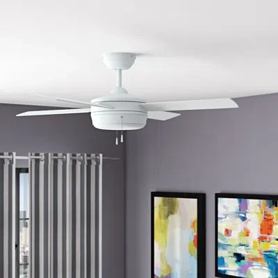 Craftmade 44" Laval 4 - Blade Standard Ceiling Fan With Pull Chain And Light Kit Included In Matte White With Matte White Blades
