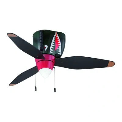 Craftmade 48" Warplanes 3 - Blade Propeller Ceiling Fan With Pull Chain And Light Kit Included In Black