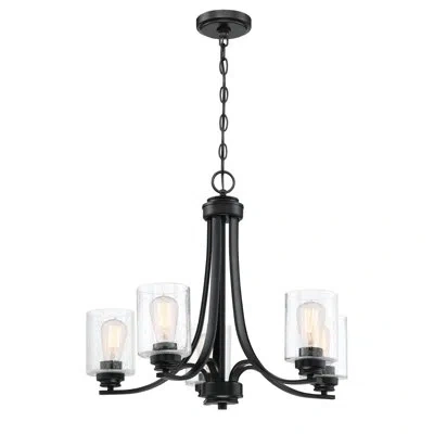 Craftmade 5 - Light Statement Empire Chandelier In Clear Seeded,flat Black