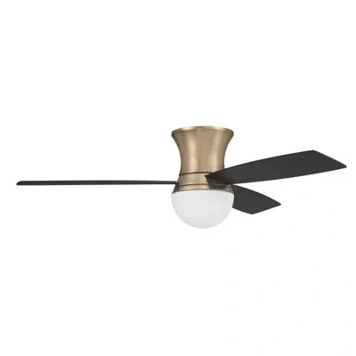 Craftmade 52" 3 - Blade Led Flush Mount Ceiling Fan With Remote Control And Light Kit Included In Satin Brass