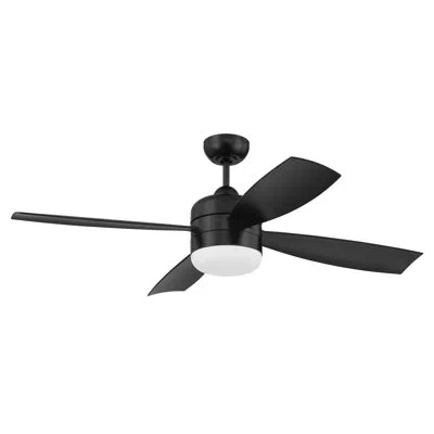 Craftmade 52" 4 - Blade Outdoor Led Standard Ceiling Fan With Remote Control And Light Kit Included In Black