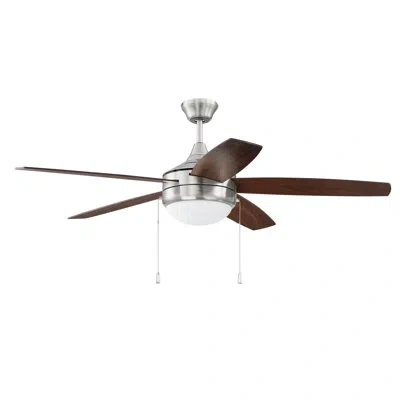 Craftmade 52" 5 - Blade Led Standard Ceiling Fan With Light Kit Included In Brushed Polished Nickel,walnut