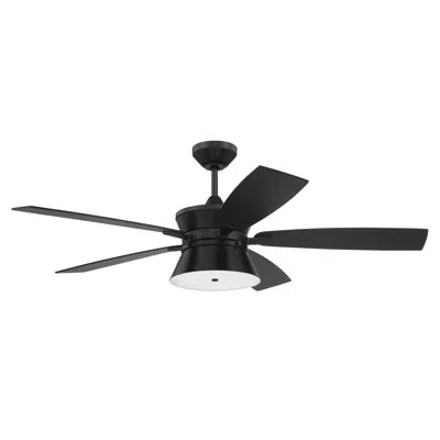 Craftmade 52" 5 - Blade Led Standard Ceiling Fan With Remote Control And Light Kit Included In Flat Black