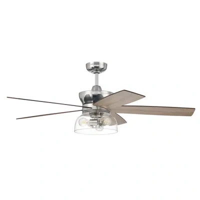 Craftmade 52" 5 - Blade Led Standard Ceiling Fan With Remote Control And Light Kit Included In Silver