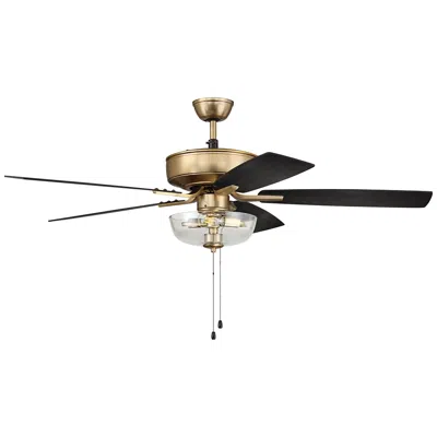 Craftmade 52"  Pro Plus Satin Brass Black Led Pull Chain Ceiling Fan