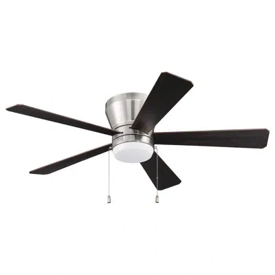 Craftmade 52" Merit 5 - Blade Led Flush Mount Ceiling Fan In Brushed Polished Nickel,black