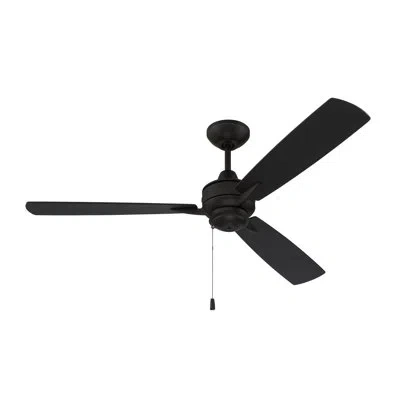 Craftmade 52" Moto 3 - Blade Propeller Ceiling Fan With Pull Chain In Flat Black