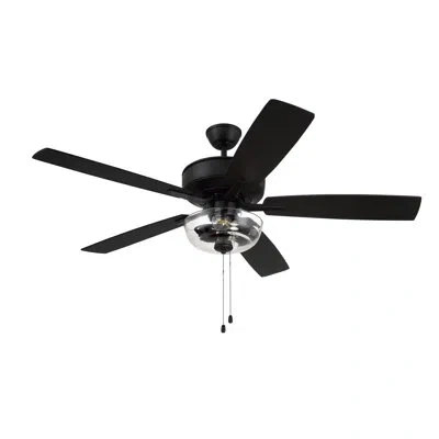 Craftmade 52" Pro Plus 101 Clear Bowl Light Kit 5 - Blade Standard Ceiling Fan With Wall Control And Light Kit In Flat Black