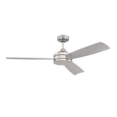 Craftmade 54" Inspo 54" 3 - Blade Propeller Ceiling Fan With Wall Control In Brushed Polished Nickel With Gray Blades