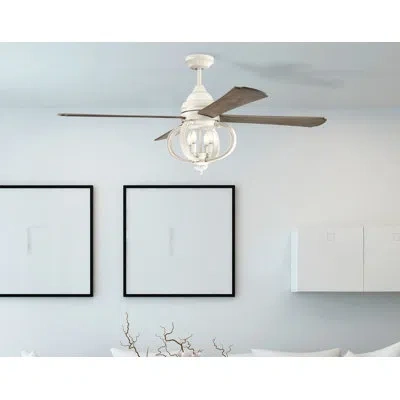 Craftmade 60" Augusta 4 - Blade Standard Ceiling Fan With Remote Control And Light Kit Included In Driftwood