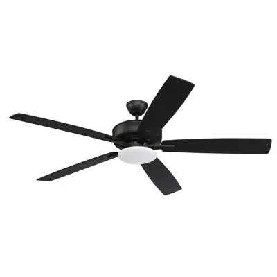 Craftmade 60" Super Pro 112 Slim Light Kit 5 - Blade Led Standard Ceiling Fan With Wall Control And Light Kit  In Flat Black