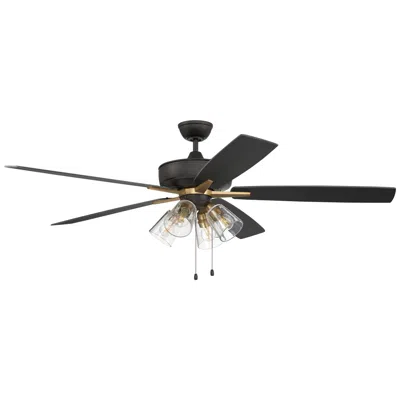 Craftmade 60" Super Pro Flat Black And Satin Brass Led Ceiling Fan
