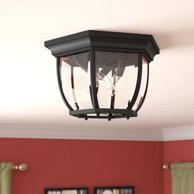 Craftmade Bent Glass 3 - Bulb Outdoor Flush Mount In Matte Black