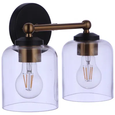 Craftmade Coppa 2 Light Vanity In Flat Black/satin Brass