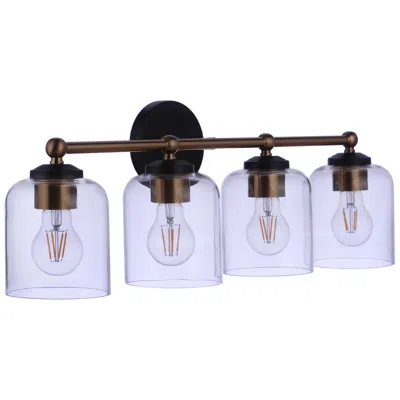 Craftmade Coppa 4 Light Vanity In Flat Black/satin Brass