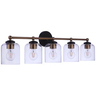 Craftmade Coppa 5 Light Vanity In Flat Black/satin Brass
