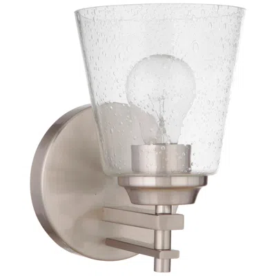 Craftmade Drake Wall Sconce Brushed Polished Nickel With Clear Seeded Glass