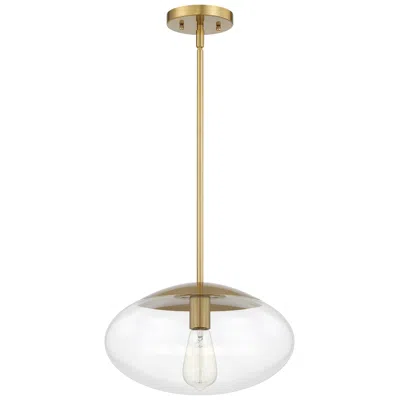 Craftmade Gaze 14" Wide Satin Brass And Oval Clear Glass Pendant