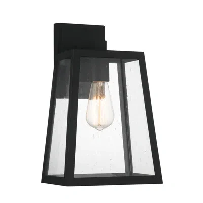 Craftmade Matte Black Seeded Glass Outdoor Wall Lantern