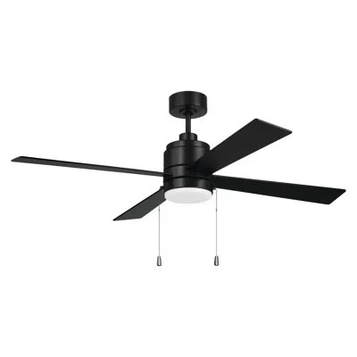 Craftmade Mccoy 52" 4-blade Indoor Ceiling Fan With Pull Chains And Integrated Led Light Kit In Matte Black,matte Black,matte Black
