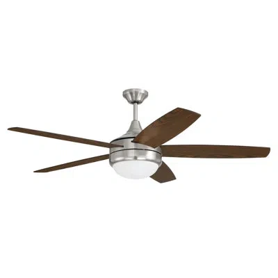 Craftmade Phaze Ii 52" Ceiling Fan With Led Lights & Wall Control In Brushed Nickel With Brown Wood