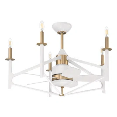 Craftmade The Reserve 24" Ceiling Fan With Led Lights & Remote In Satin Brass With White Blades