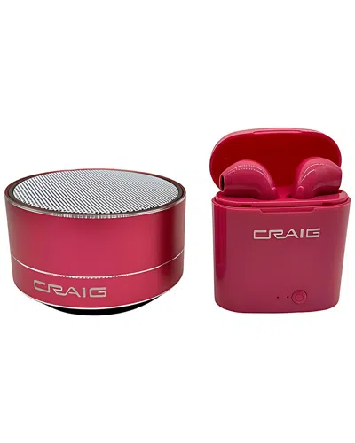 Craig 2-in-1 Wireless Combo Pack With True Wireless Earbuds & Bluetooth Speaker In Pink