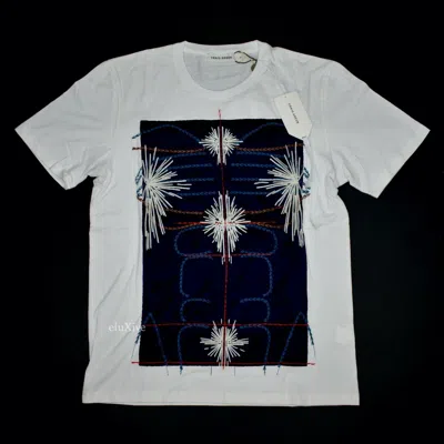 Pre-owned Craig Green $700  Mens White Hand Embroidered Cotton Silk T-shirt M Authentic