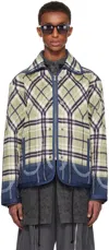 Craig Green Beige & Navy Quilted Plaid Fade Jacket In Beige Plaid