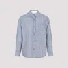 CRAIG GREEN BLUE CHALK HAND-FRAYED STRIPE COTTON SHIRT