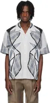 Craig Green Patchwork Blue Cotton Shirt With Bowling Collar In Blue Mix