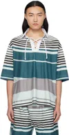 Craig Green Blue Wave Polo In Blue Stripe