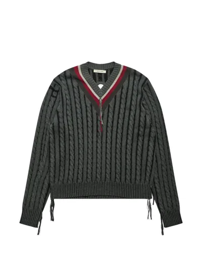 Craig Green Cable-knit Tassel-detail Sweater In Gray